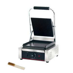 lot 14477 image: Commercial Panini Press With Grooved Grill Sandwich Maker Machine Electric Contact Grill Single (Single Grooved Top&ampSmooth Bottom) - Retail $278