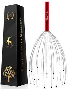 lot 14493 image: USAGA 28 Finger Head Scratcher, Head Massager, Scalp Massager, Head Whisk Massager, Wire Massager for Head Hair Body Massage and Stress Relax (Red)
