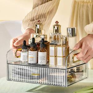 lot 14495 image: AVSAMOQ Makeup Organizer with Stackable Drawers Countertop Organizer for Cosmetics, Ideal for Countertop Bathroom Vanity Dresser for Lipstick Brushes and Nail Polish (Large Clear)