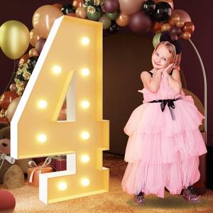 lot 14497 image: imprsv 4FT Marquee Numbers, Light Up Numbers for 40th Birthday Decorations, Marquee Light up Letters Anniversary Party Decor, Mosaic Numbers for Balloons Number 4, Pre-Cut Foam Board Kit