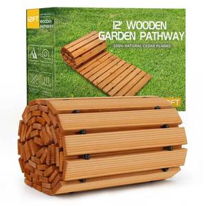 lot 14547 image: RELIANCER 12 Wooden Garden Pathway,Outdoor Roll Out Cedar Straight Walkway,Patio Path Decorative Garden Boardwalk Walkways,Weather-Resistant Roll Up Beach Wood Road Floor,Wedding Party Pathways - Retail $89.99