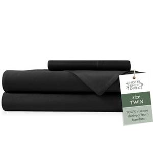 lot 14548 image: Hotel Sheets Direct 100% Viscose Derived from Bamboo Sheets Set Twin - Cooling Bed Sheets with 1 Pillowcase- Breathable, Moisture Wicking & Silky Soft Sheets Set- Black