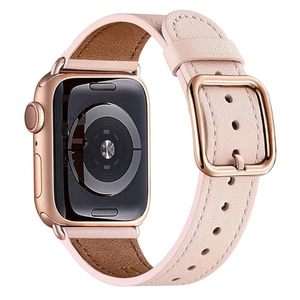 lot 14646 image: MNBVCXZ Compatible with Apple Watch Band 38mm 40mm 41mm 42mm 44mm 45mm 46mm 49mm Women Men Genuine Leather Replacement Strap for iWatch Series 10 9 8 7 6 5 4 3 2 1 SE Ultra (Pink SandRose Gold)
