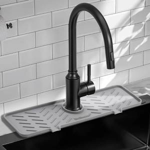 lot 71099 image: Meiliweser Silicone Faucet Splash Guard Gen 2 - Outlet &amp Slope Upgraded Faucet Water Catcher Mat - 18in x 5.1in - Sink Sponge Holder for Kitchen, Bathroom(Gray)