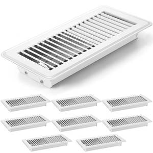 lot 71101 image: 4 x 10 Floor Vent Covers Heavy Duty Floor Register Metal Heat Vent Covers with Rust Proof Finish for Home Floor Heater (White,8 Pcs)
