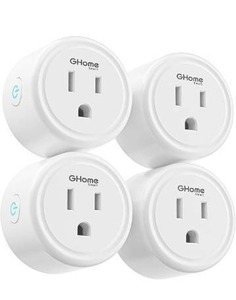 lot 71105 image: GHome Smart Plug 5GHz, 15A WiFi Smart Plugs That Work with Alexa and Google Home, Smart Home WiFi Outlet with Remote Control and Timer ,5GHz&2.4GHz Wi-Fi Compatible, ETL FCC Listed, White, 4 Pack