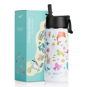 lot 71109 image: Mollcity16 oz Stainless Steel Vacuum Insulated Wide Mouth Water Bottle with Straw-Reusable Water Bottle BPA Free for Girls Boys Back to School-Alpaca