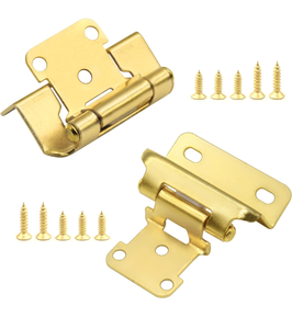 lot 71478 image: Brass Gold Cabinet Hinges for Kitchen Cabinet Door, 8 Pack (8Pairs) Partial Wrap Self Closing 12 Overlay Kitchen Cabinet Hinges, Semi Hidden Cabinet Hinge for Cabinet Doors