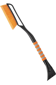 lot 71480 image: AstroAI 27 Snow Brush and Ice Scraper for Car Windshield,Detachable Snow Scrapers with Ergonomic Foam Grip for Cars, Trucks, SUVs (Heavy Duty ABS, PVC Brush, Orange)