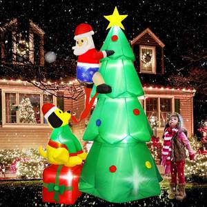 lot 71490 image: SAND MINE 8ft Christmas Inflatables Tree, Christmas Inflatables Blow Up Yard Decoration, Blow Up Christmas Tree with Santa Claus, Dog, Boxes for Indoor Outdoor Yard Garden Christmas Decoration&nbsp