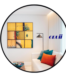 lot 71496 image: Round Mirror 30 inch, Black Round Mirror, Large Circle Mirror Metal Frame, Black Circle Wall Mirrors for Bathroom, Living Room, Dining Room, Entryway.