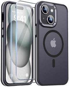 lot 71499 image: JAME for iPhone 15 Case, iPhone 15 Phone Case with 2 Tempered-Glass Screen Protectors, Compatible with Magsafe, Military-Grade Protection, Shockproof Slim Fit Phone Case for iPhone 15 Case, Black