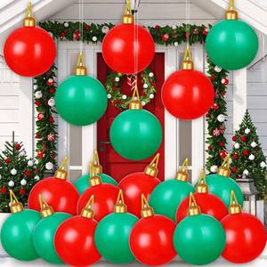 lot 71502 image: Jetec 20 Pcs Outdoor Christmas Decorations 9 Inflatable Christmas Balls PVC Christmas Ball Ornaments for Xmas Indoor Outdoor Garden Yard Holiday Parties Lawn Porch, Air Pump Is Included (Red, Green)