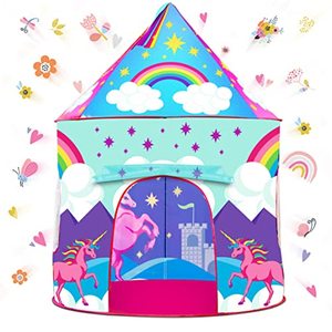lot 71509 image: USA Toyz Unicorn Pop Up Tent for Kids - Indoor and Outdoor Playhouse Unicorn Tent for Girls and Boys, Pink Princess Tent with Unicorn Headband and Kids Tent Storage Carry Bag