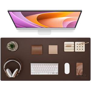 lot 14401 image: K KNODEL Non-Slip Desk Mat, Leather Desk Pad, Desk Blotter, Desktop Mat for Desk, Large Desk Protector Mat, Office Computer and Laptop Mat for Desk, Writing Mat (35.4x17, Brown)