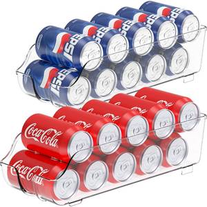 lot 14409 image: Simple Houseware Soda Can Organizer for Pantry  Refrigerator, Clear, Set of 2
