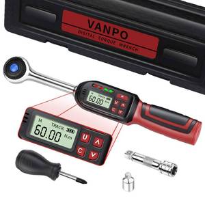 lot 14413 image: VANPO 38-Inch Drive Digital Torque Wrench, Electronic Torque Wrench (2.2-44.3 ft-lbs.3-60Nm), Torque Wrench Set with Accurate to �2%, Buzzer & LED Indicator, 14 Adapter, Extension Bar for Bike Moto