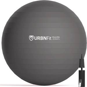 lot 14515 image: URBNFit Exercise Ball - Yoga Ball for Workout, Pilates, Pregnancy, Stability - Swiss Balance Ball wPump - Fitness Ball Chair for Office, Home Gym, Labor- Silver, 30 in