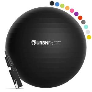 lot 14517 image: URBNFit Exercise Ball - Yoga Ball for Workout, Pilates, Pregnancy, Stability - Swiss Balance Ball wPump - Fitness Ball Chair for Office, Home Gym, Labor- Black, 26 in