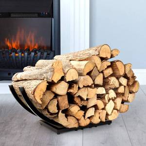 lot 14519 image: Qiang Ni Fireplace Wood Holder Indoor Curved Log Wood Rack for Firewood - Fire Wood Storage Shelves for Yard Patio Garden - 22 Inch Metal Outdoor Fireplace Accessories
