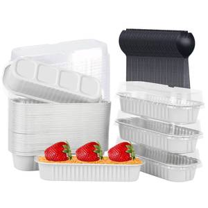 lot 14522 image: Mini Loaf Baking Pans With Lids, LNYZQUS 6.8oz Rectangle Aluminum Foil Mini Cake Baking Pans Tins Containers,Disposable Ramekins Baking Cups Muffin Tins For Mini Brownie Bread-White