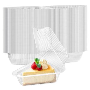 lot 14524 image: TOFLEN Disposable Clear Plastic To Go Containers with Hinged Lids (50 Pack) Square Clamshell Take Out Food Containers, Home Party Togo Clam Shell Box to Carry Cake Slice, Dessert, Sandwich