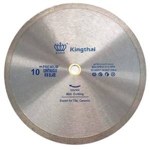 lot 71141 image: Kingthai 10 Inch Continuous Rim Diamond Saw Blade for Cutting Porcelain Tiles Ceramic,Wet Cutting
