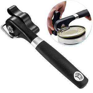 lot 71148 image: 2024 New Premium Manual Can Opener, Handheld Smooth Edge Straight Handle Light Weight Hanging Portable Healthy Essential Kitchen Tool, Black, 8x2.4x1.6 inches
