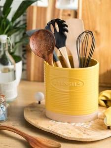 lot 14417 image: YHOSSEUN Large Utensil Holder for Kitchen Countertop Porcelain Utensil Crock Framhouse Decor Utensil Caddy Tableware Organizer, Yellow