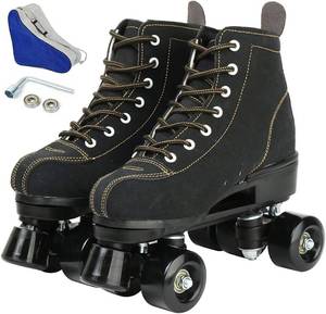 lot 15052 image: Comeon Classic Women Roller Skates,Unisex High-top 4 Wheel Roller Skates Double Row Roller Skates for Boys and Girls