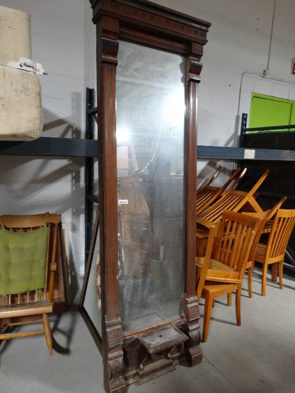 lot 371 image: Tall antique entry way mirror