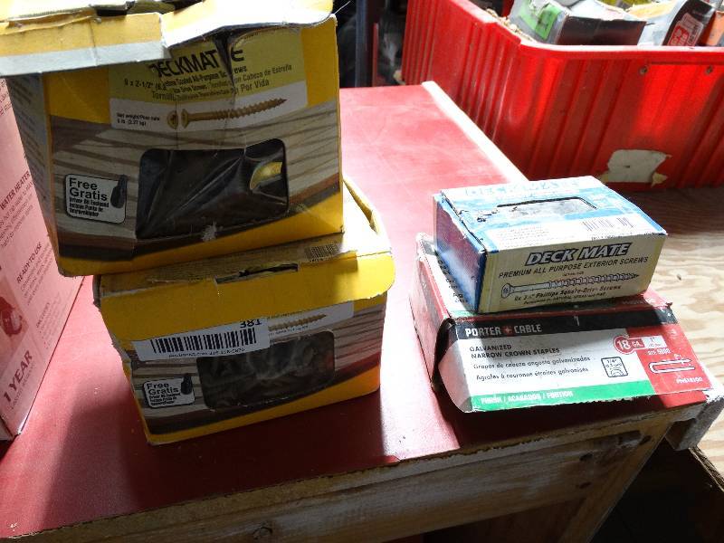 lot 381 image: 4 boxes of screwsstaples