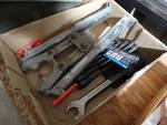Lot of various wrenches & folding bolt cutters