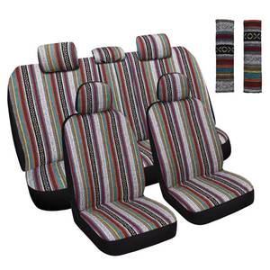 lot 92000 image: HAIYAOTIMES Baja Saddle Blanket Car Seat Covers Full Set with Seat Belt Pads, Washable Breathable Seat Covers for Cars, Universal Fit Interior Covers for Most Sedan Truck SUV, Airbag Compatible, Red