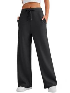 lot 92008 image: LILLUSORY Womens Straight Leg Sweatpants 2024 Fall Fashion Cute Teen Girl Baggy Jogger Palazzo Jogging Sweat Pants Outfits Clothes with Pockets Black