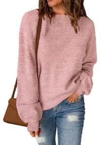 lot 92009 image: Sucolan Pink Sweater for Women Cute Crew Neck Long Sleeve Oversized Sweaters Warm Cozy Pullover Fall Tops 2024 L