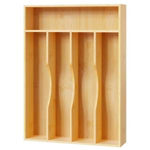 lot 92011 image: Bellsal Utensil Organizer 10 Inch Silverware Tray for Drawer Utensil Holder Cutlery Organizer Kitchen Drawer Organizer 5 Compartment Small Narrow Bamboo