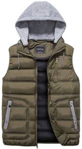 lot 92014 image: Vcansion Mens Casual Outdoor Padded Puffer Vest Lightweight Sleeveless Jacket Down Vest with Detachable Hood Army Green US S