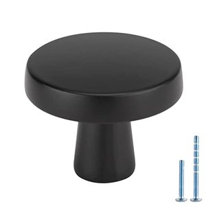 lot 92022 image: homdiy 5 Pack Black Cabinet Knobs Round Matte Black Kitchen Knobs Zinc Alloy Dresser Knobs Metal Cabinet Handles for Drawer Desk Cabinets Cupboard