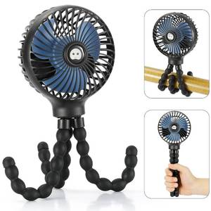 lot 92024 image: snawowo Mini Handheld Personal Portable Fan, Baby Stroller Fan, Car Seat Fan, USB or Battery Powered, with Flexible Tripod Clip on Student Bed Desk Bike Crib Treadmill Camping Traveling(Black)