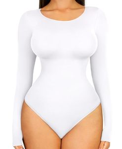 lot 92034 image: FeelinGirl Tummy Control Bodysuit Thong Long Sleeve Body Suit Tops for Women