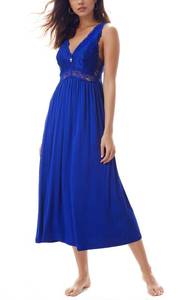 lot 92044 image: ALCEA ROSEA Womens Sleepwear Lace Lingerie Chemises V Neck Nightgown Long Sexy Sleep Dress Sleeveless Lace for Women Elegant (Royal Blue-no, M)