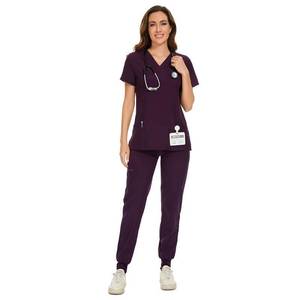 lot 92049 image: COZYFIT Scrubs for Women Set - Stretch V-Neck Scrub Top & Jogger Pant with 8 Pockets, Yoga Waistband, Anti Wrinkle, Slim Fit Women Scrubs
