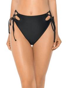 lot 92052 image: RELLECIGA Womens Black(Strappy Crossing) High Cut High Waisted Bikini Bottom Size Small