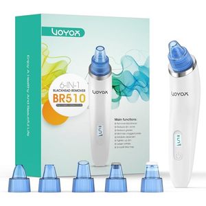 lot 92053 image: VOYOR Blackhead Remover Pore Vacuum - Electric Face Vacuum Pore Cleaner Acne White Heads Removal with 6 Suction Heads (BR410)