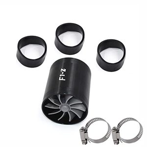 lot 92068 image: 2.5 F1-Z Car Air Intake Turbonator , Dual Fan Turbine Super Gas Fuel Saver Turbo (Black)
