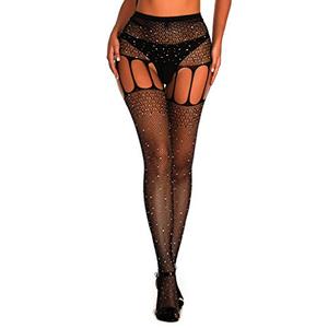 lot 92124 image: AROOMVE Sparkle Rhinestone Stockings Women Sexy Crystal Pantyhose Fishnet Tights