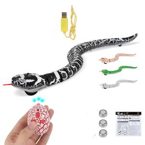 lot 92132 image: FauKait Remote Control Snake Toy RC&Robot Electric Snake Toy Fast Moving of Fake Rattlesnake Christmas Halloween Toys Party Favor Gifts Joke Prank for Kids Boys(Black)