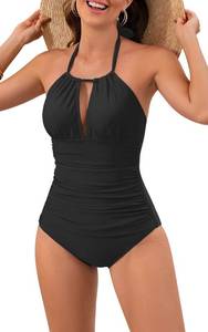 lot 92144 image: B2prity Womens Slimming One Piece Swimsuits Tummy Control Bathing Suit Halter Swimwear for Big Busted Curvy Woman