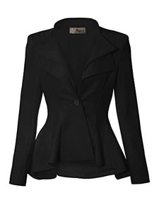 lot 92146 image: Hybrid & Company Women Double Notch Lapel Office Blazer JK43864 1073T BLACK 3X